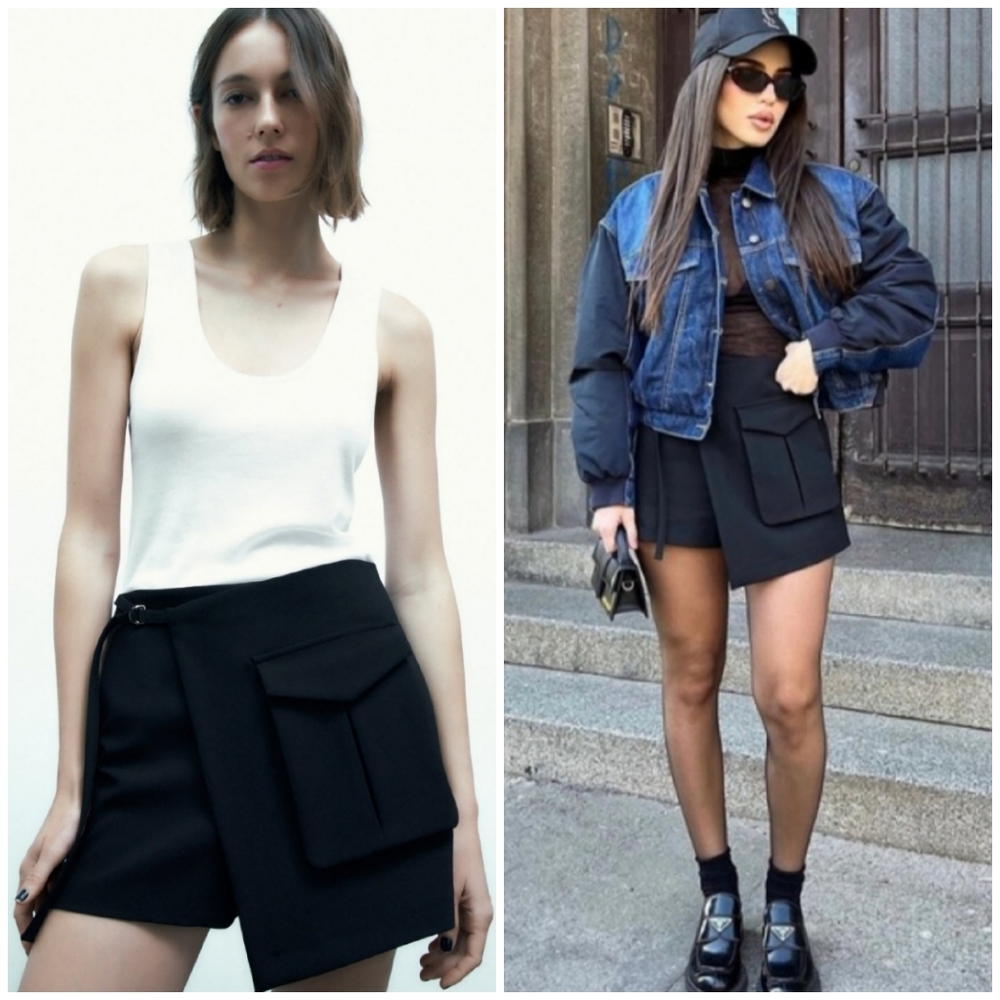 NWOT Zara Black Wrap Skort Size Medium